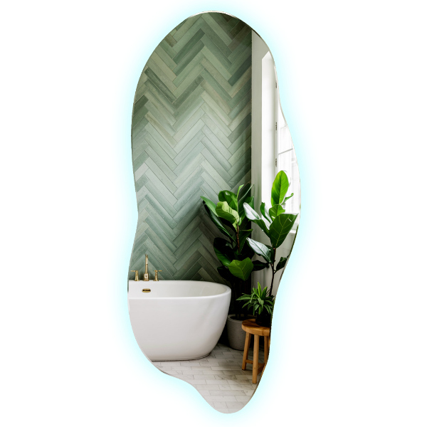 Nepravidelné zrcadlo s led osvětlením 35x80 cm