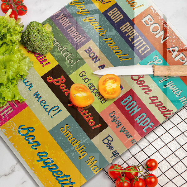 Skleněná krájecí deska Titulky Jazyky dobré chuti