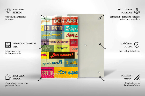 Skleněná krájecí deska Titulky Jazyky dobré chuti