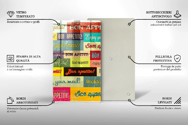 Skleněná krájecí deska Titulky Jazyky dobré chuti