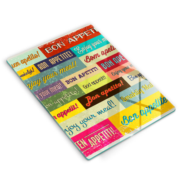 Skleněná krájecí deska Titulky Jazyky dobré chuti