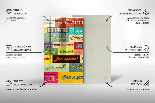 Skleněná krájecí deska Titulky Jazyky dobré chuti
