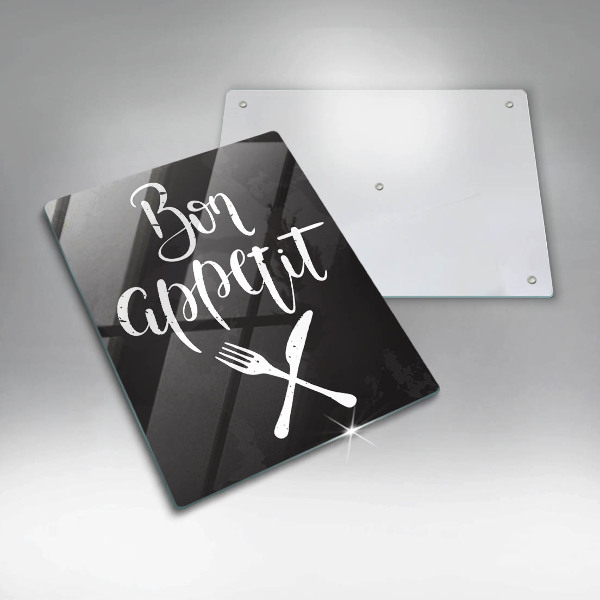 Skleněné krájecí prkénko Bon appetit nápis