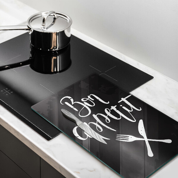 Skleněné krájecí prkénko Bon appetit nápis