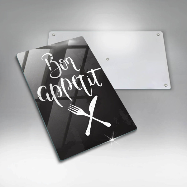 Skleněné krájecí prkénko Bon appetit nápis