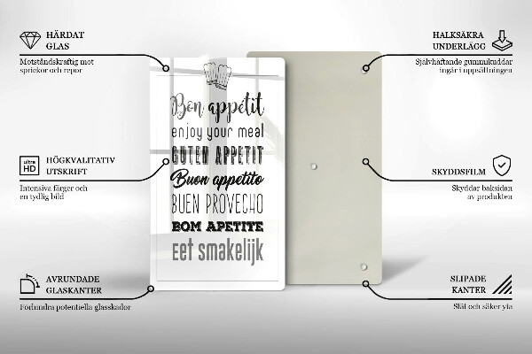 Skleněné krájecí prkénko Kuchyň nápis říká