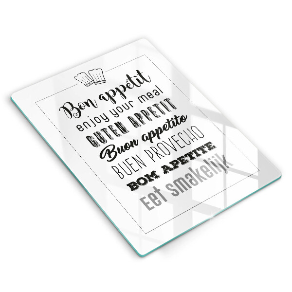 Skleněné krájecí prkénko Kuchyň nápis říká