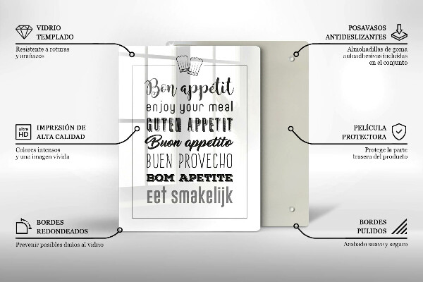 Skleněné krájecí prkénko Kuchyň nápis říká