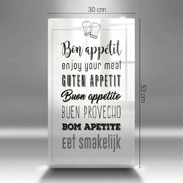 Skleněné krájecí prkénko Kuchyň nápis říká