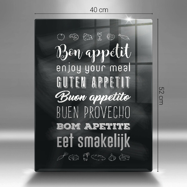 Skleněné krájecí prkénko Kuchyň nápis říká