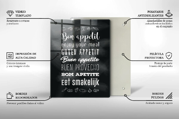 Skleněné krájecí prkénko Kuchyň nápis říká