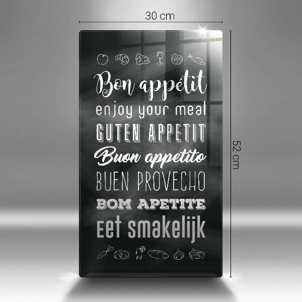 Skleněné krájecí prkénko Kuchyň nápis říká