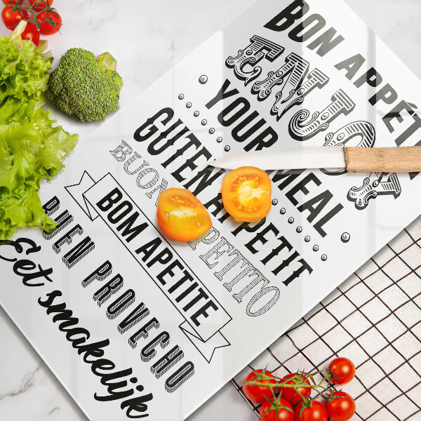 Skleněné krájecí prkénko Nápis do kuchyně věta