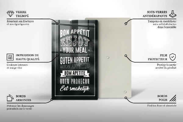 Skleněné krájecí prkénko Nápis do kuchyně věta