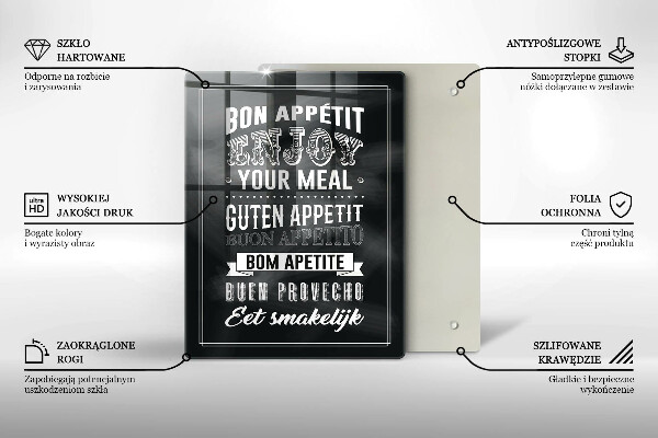 Skleněné krájecí prkénko Nápis do kuchyně věta