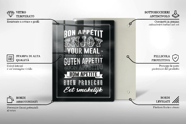 Skleněné krájecí prkénko Nápis do kuchyně věta