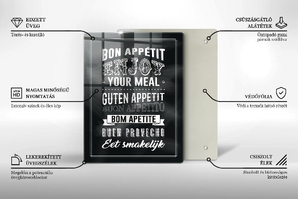 Skleněné krájecí prkénko Nápis do kuchyně věta