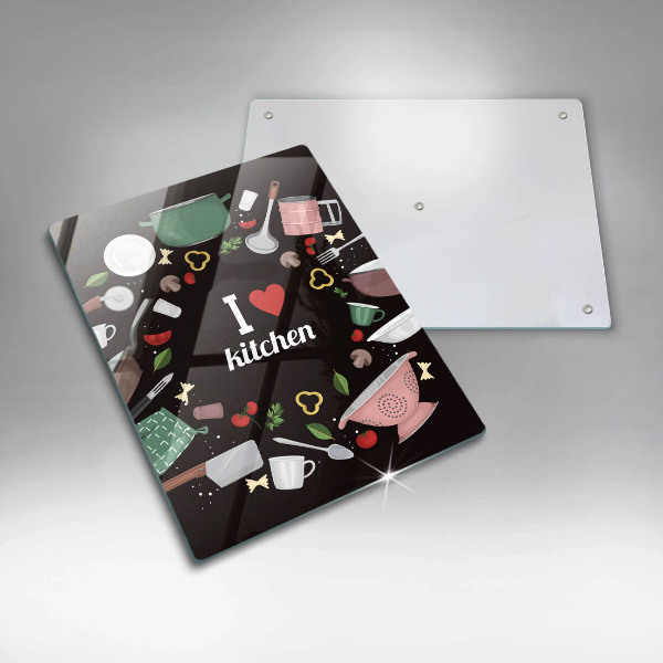 Skleněná krájecí deska I love kitchen