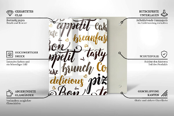 Skleněná krájecí deska Bon appetit