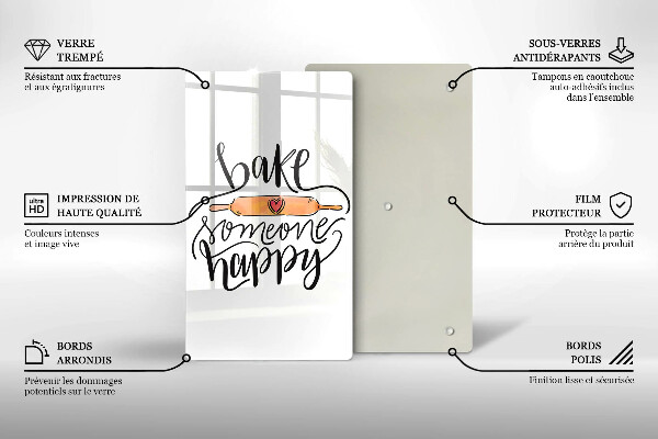 Skleněná krájecí deska Bake someone happy