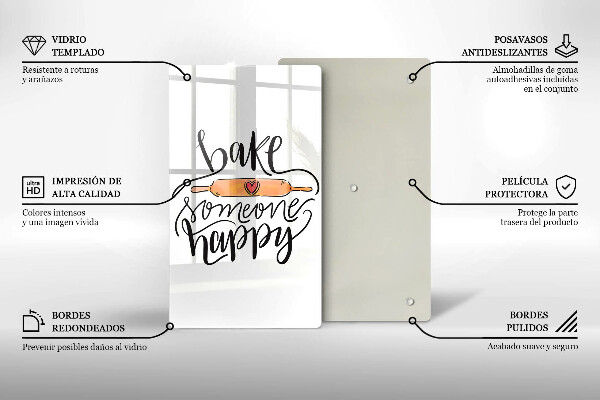 Skleněná krájecí deska Bake someone happy