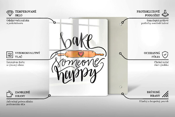 Skleněná krájecí deska Bake someone happy