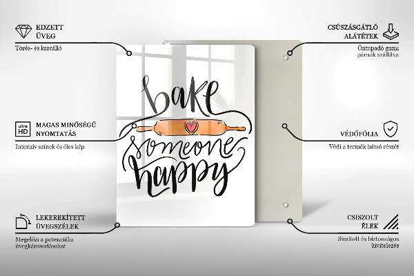 Skleněná krájecí deska Bake someone happy