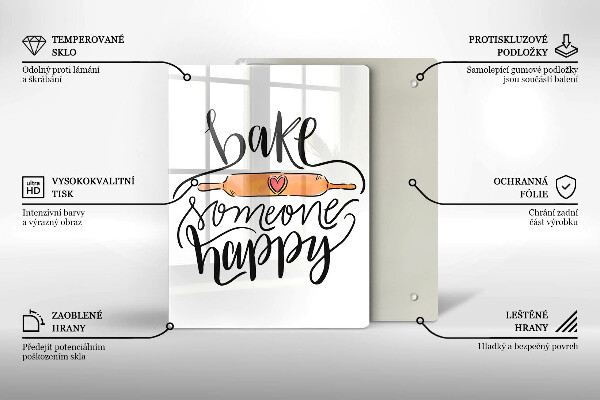 Skleněná krájecí deska Bake someone happy