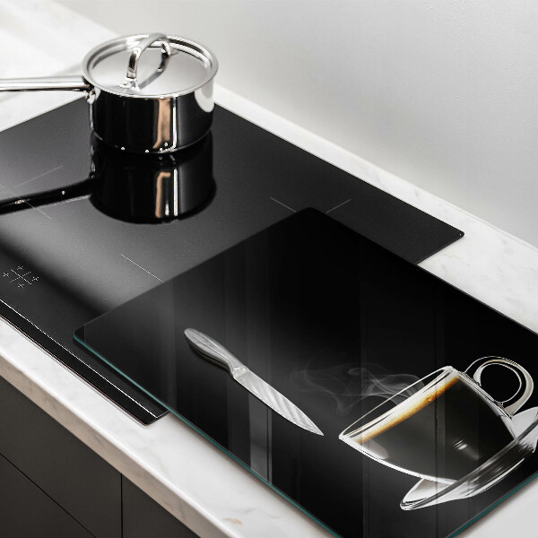 Skleněná krájecí deska Sklenice horké kávy