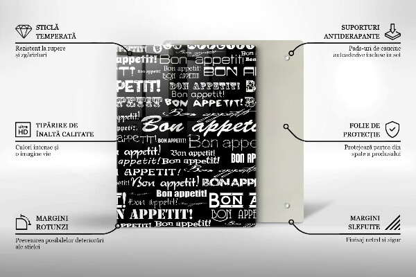 Skleněná krájecí deska Kuchyňské titulky Bon appetit