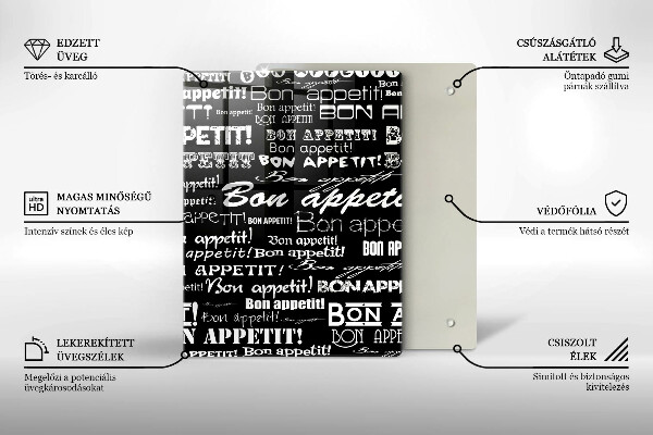 Skleněná krájecí deska Kuchyňské titulky Bon appetit