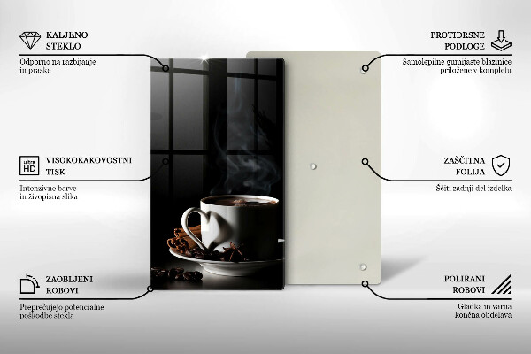 Skleněná krájecí deska Šálek horké kávy