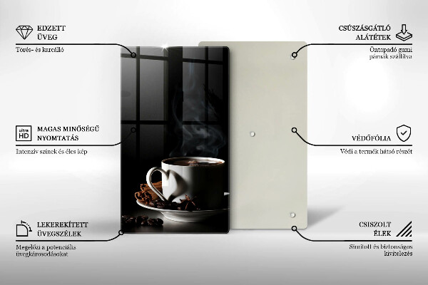 Skleněná krájecí deska Šálek horké kávy