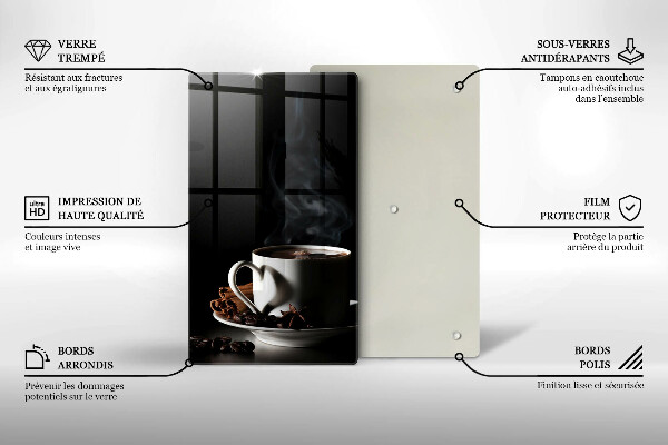 Skleněná krájecí deska Šálek horké kávy