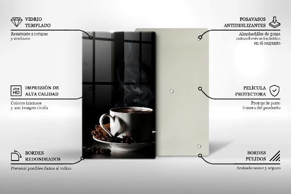 Skleněná krájecí deska Šálek horké kávy