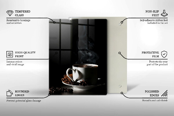 Skleněná krájecí deska Šálek horké kávy