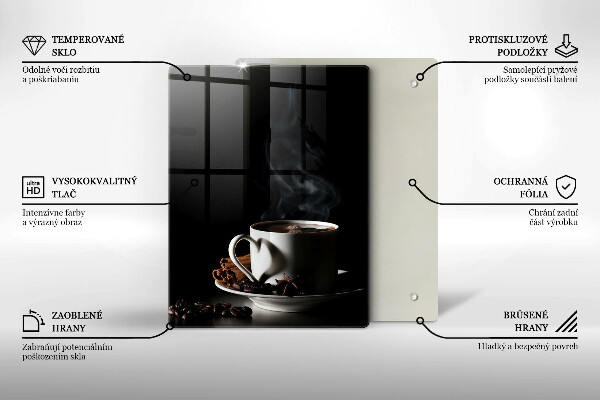 Skleněná krájecí deska Šálek horké kávy
