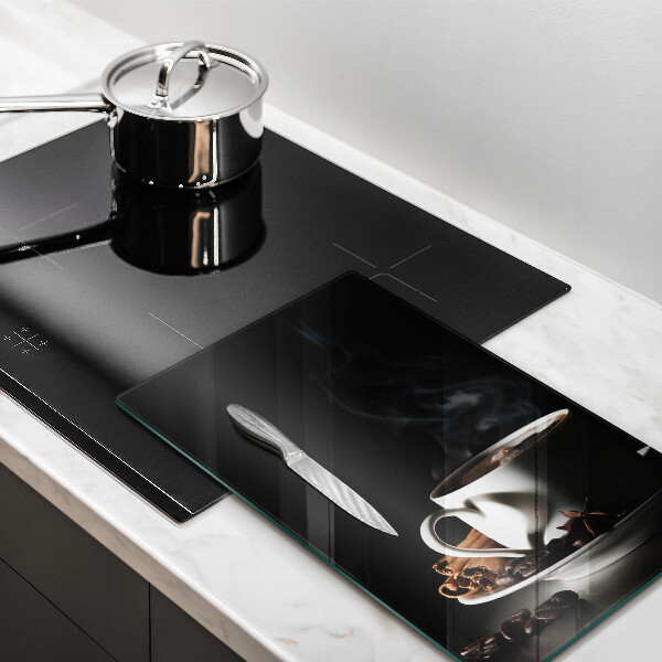 Skleněná krájecí deska Šálek horké kávy