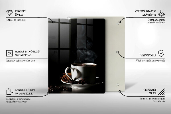 Skleněná krájecí deska Šálek horké kávy