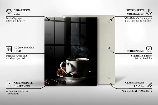 Skleněná krájecí deska Šálek horké kávy