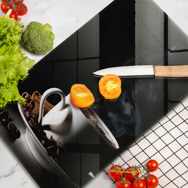 Skleněná krájecí deska Šálek horké kávy