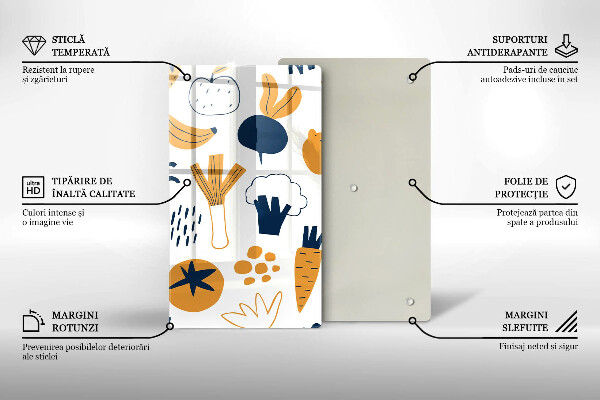 Skleněná krájecí deska Jídlo ilustrace