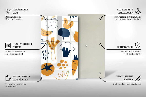 Skleněná krájecí deska Jídlo ilustrace