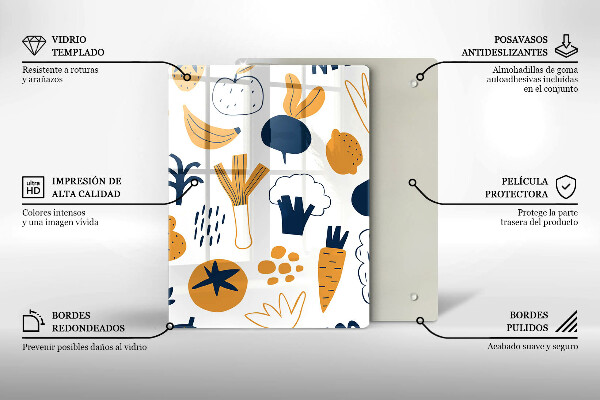 Skleněná krájecí deska Jídlo ilustrace