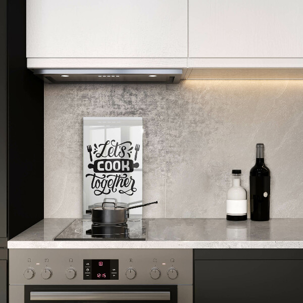 Skleněná krájecí deska Napis Let's cook together