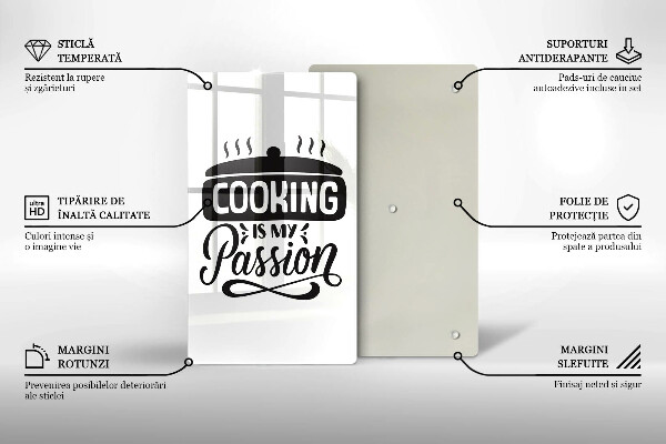 Skleněná krájecí deska Cooking is my passion