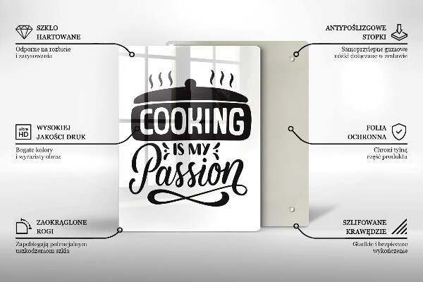 Skleněná krájecí deska Cooking is my passion
