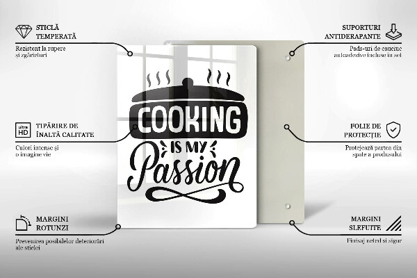 Skleněná krájecí deska Cooking is my passion