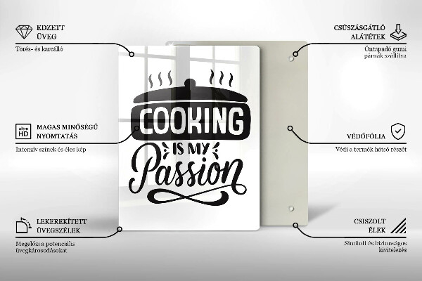 Skleněná krájecí deska Cooking is my passion