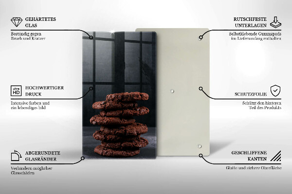 Skleněná krájecí deska Čokoládové sušenky